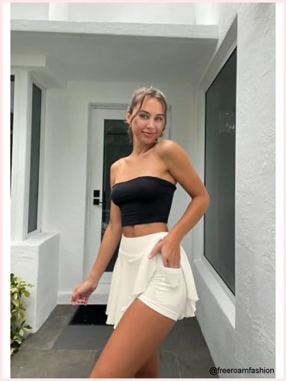 2 Pack Stretchy Nylon Spandex Wrap High Waist Flared Mini Skirts Casual Flowy